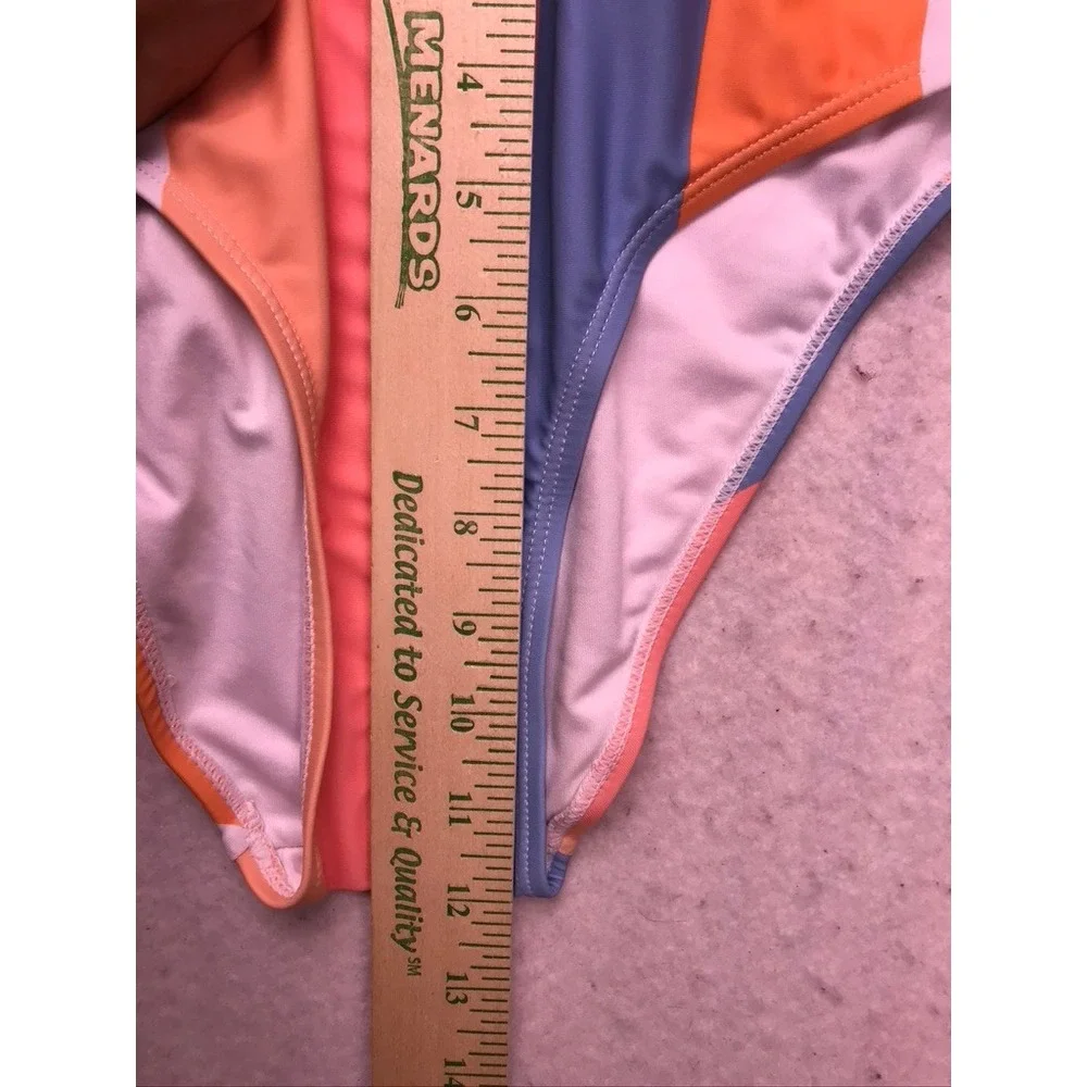 Boutique Stripe Bikini Set Womens Small Multicolor High Waist Padded Two Piece